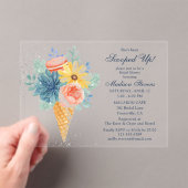 フローラ多汁性マカロンブライダルシャワー アクリル招待状 (インサイチュ (ポータブル))