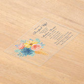 フローラ多汁性マカロンブライダルシャワー アクリル招待状 (レイダウン)