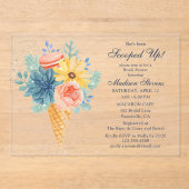 フローラ多汁性マカロンブライダルシャワー アクリル招待状 (正面)