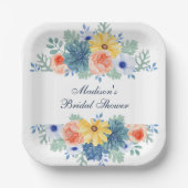 フローラ多汁性マカロンブライダルシャワー ペーパープレート (正面)