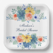 フローラ多汁性マカロンブライダルシャワー ペーパープレート (正面)