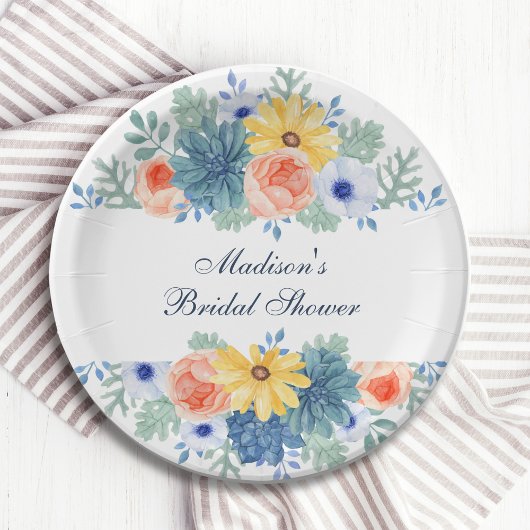 フローラ多汁性マカロンブライダルシャワー ペーパープレート
