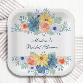 フローラ多汁性マカロンブライダルシャワー ペーパープレート