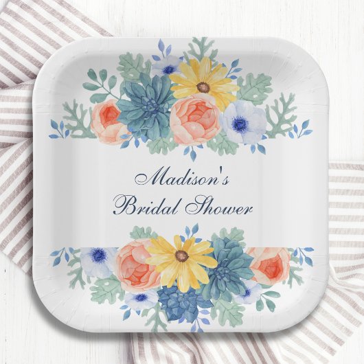 フローラ多汁性マカロンブライダルシャワー ペーパープレート