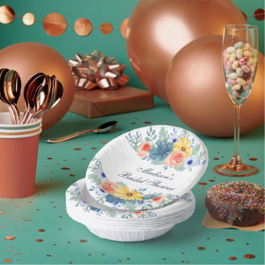 フローラ多汁性マカロンブライダルシャワー ペーパーボウル (複数)