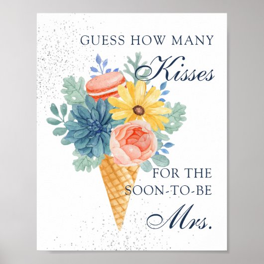 フローラ多肉性マカロンブライダルシャワーパーティーゲーム ポスター (正面)