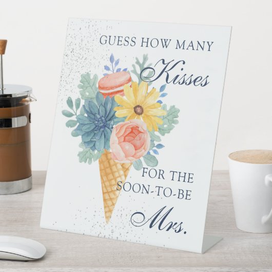 フローラ多肉性マカロンブライダルシャワーパーティーゲーム 台座サイン (インサイチュ)