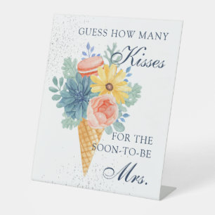 フローラ多肉性マカロンブライダルシャワーパーティーゲーム 台座サイン