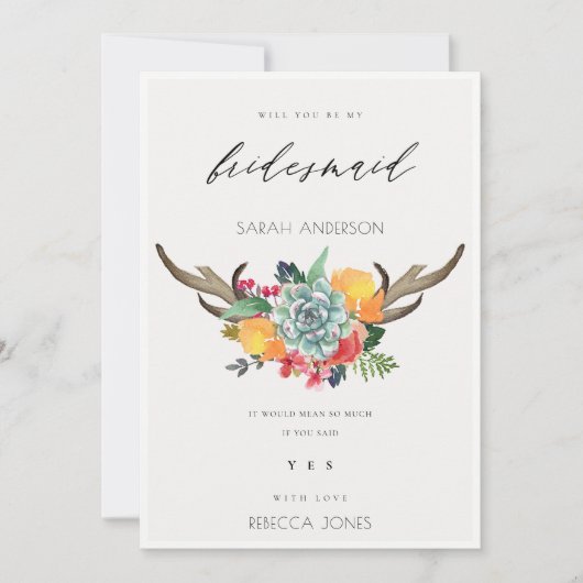 フローラ多肉質アントラーボヘミアのアキュアの花嫁 招待状 (正面)