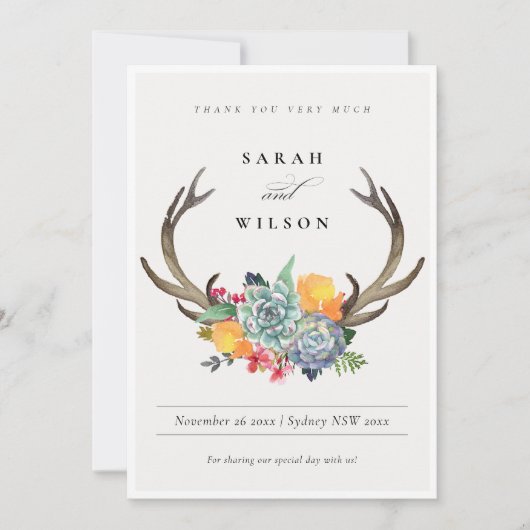 フローラ多肉質アントラーボヘミアンアリュアありがとう サンキューカード (正面)