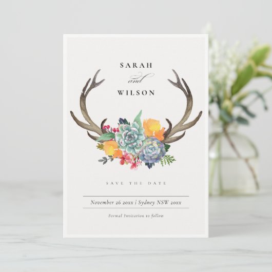 フローラ多肉質アントラーボヘミアン日付を保存 セーブザデート (スタンド正面)