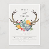 フローラ多肉質アントラーボヘミアン日付を保存 案内ポストカード (正面)