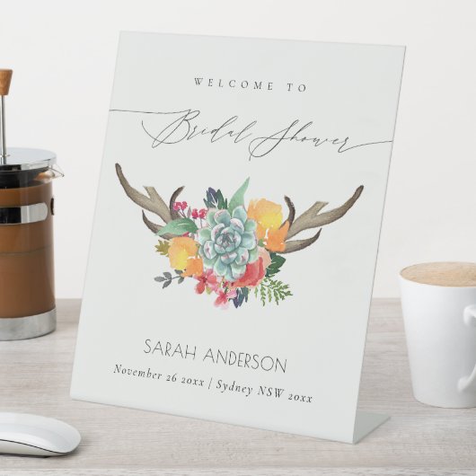 フローラ多肉質アントラーボホウェルカムブライダルシャワー 台座サイン (インサイチュ)