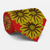 フローラ大きな赤と黄色のストライプのデイジー ネクタイ (ロール)