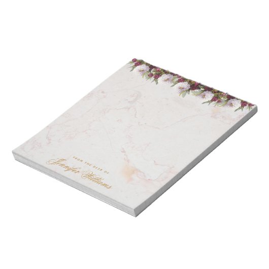 フローラ大理石ブルゴーニュ牡丹ゴールデンスクリプガーリート ノートパッド (回転)
