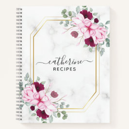 フローラ大理石空白の独自の料理本レシピへ書 ノートブック
