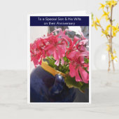 フローラ夫婦パーソナライズされた記念日 カード (黄色い花)