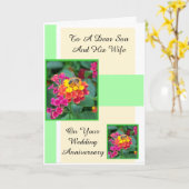 フローラ夫婦パーソナライズされた記念日 カード (黄色い花)