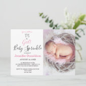 フローラ女の子だ!ピンクフォトベビー散布 招待状 (スタンド正面)