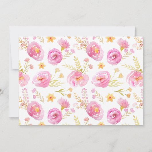 フローラ女の子だ!ピンク色のフォトベビーシャワー 招待状 (裏面)