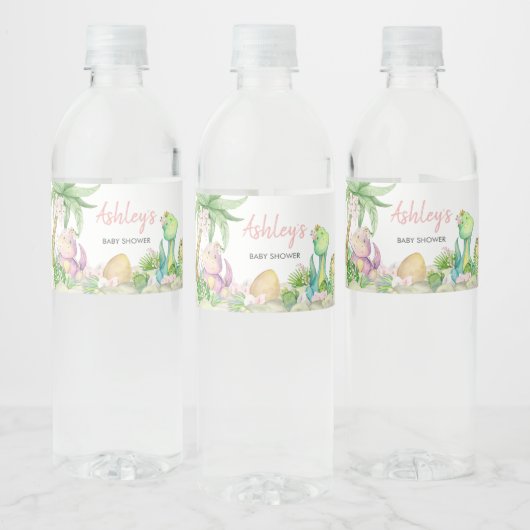 フローラ女子恐竜の赤ちゃんシャワー ペットボトルラベル (ボトル)
