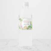 フローラ女子恐竜の赤ちゃんシャワー ペットボトルラベル (正面)