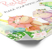 フローラ女子恐竜ベビーシャワーおむつラッフル ポスター (角)