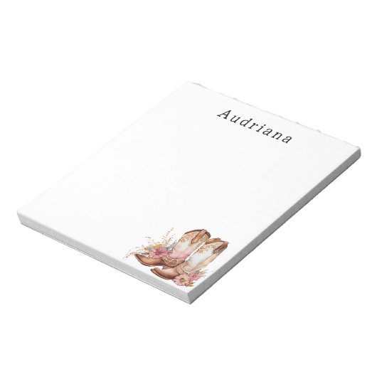 フローラ女性のカーボーイのブパーソナライズされたーツ名 ノートパッド (回転)