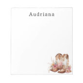 フローラ女性のカーボーイのブパーソナライズされたーツ名 ノートパッド (正面)