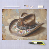 フローラ女性のカーボーイハットデクページ 薄葉紙 (クラフト)