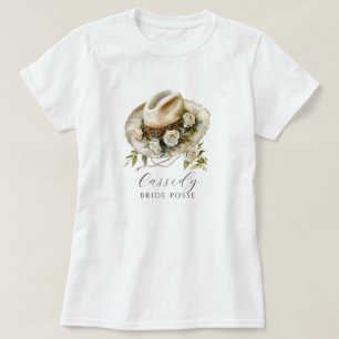 フローラ女性のカーボーイハットブライドポスフローラ蹄鉄 Tシャツ