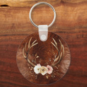 フローラ女性のカーボーイブーツアイボリーフェイクウッドパーソナライズされた キーホルダー (裏面)