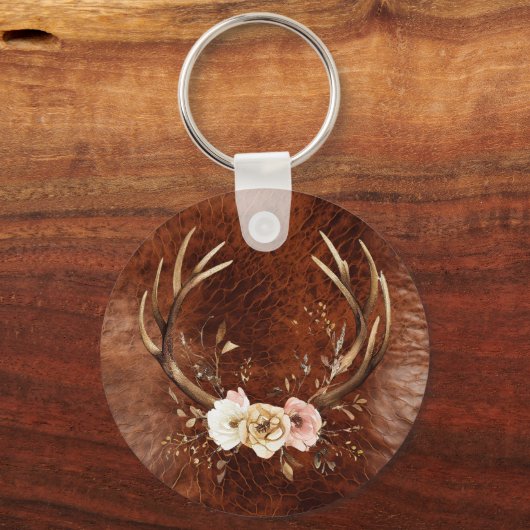 フローラ女性のカーボーイブーツアイボリーフェイクウッドパーソナライズされた キーホルダー (裏面)