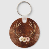 フローラ女性のカーボーイブーツアイボリーフェイクウッドパーソナライズされた キーホルダー (裏面)