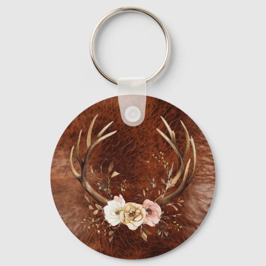 フローラ女性のカーボーイブーツアイボリーフェイクウッドパーソナライズされた キーホルダー (裏面)