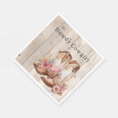 フローラ女性のカーボーイブーツアイボリーフェイクウッドパーソナライズされた スタンダードランチョンナプキン (角)