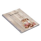 フローラ女性のカーボーイブーツアイボリーフェイクウッドパーソナライズされた ノートブック (右側)