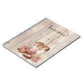 フローラ女性のカーボーイブーツアイボリーフェイクウッドパーソナライズされた ノートブック (左側)