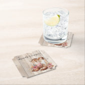 フローラ女性のカーボーイブーツアイボリーフェイクウッドパーソナライズされた ペーパーコースター (インサイチュ)