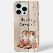 フローラ女性のカーボーイブーツアイボリーフェイクウッドパーソナライズされた Case-Mate iPhoneケース (裏面)