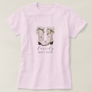 フローラ女性のカーボーイブーツブライドポッセカスタムピンク Tシャツ
