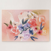 フローラ女性植物水彩イラストレーション ジグソーパズル (横)