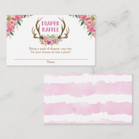 フローラ女素朴の子の赤ちゃんシャワーおむつデッフルカード エンクロージャーカード (正面/裏面)