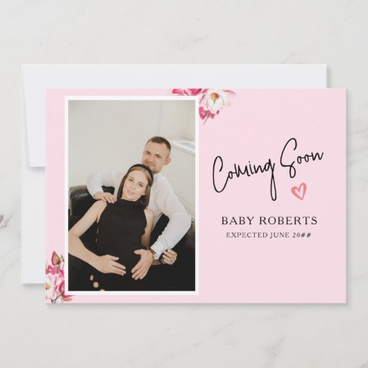 フローラ妊娠の写真の発表 |来が間もなく 案内状 (正面)