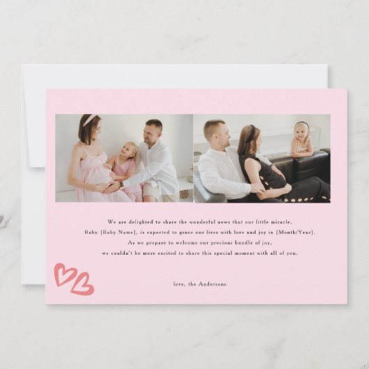 フローラ妊娠の写真の発表 |来が間もなく 案内状 (裏面)