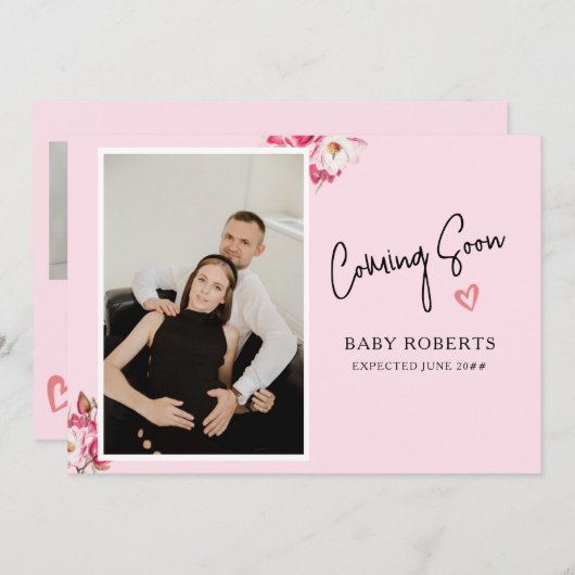 フローラ妊娠の写真の発表 |来が間もなく 案内状 (正面/裏面)
