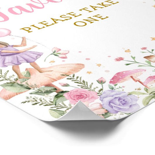 フローラ妖精の園誕生日テーブルの看板を引き立てる ポスター (角)