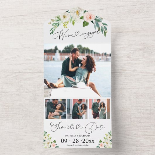 フローラ婚約の発表と日付の保存 オールインワン招待状 (内側)