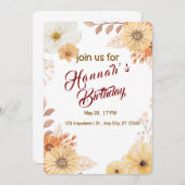 フローラ子供の誕生日招待状お洒落 – ガーデン 招待状 (正面/裏面)