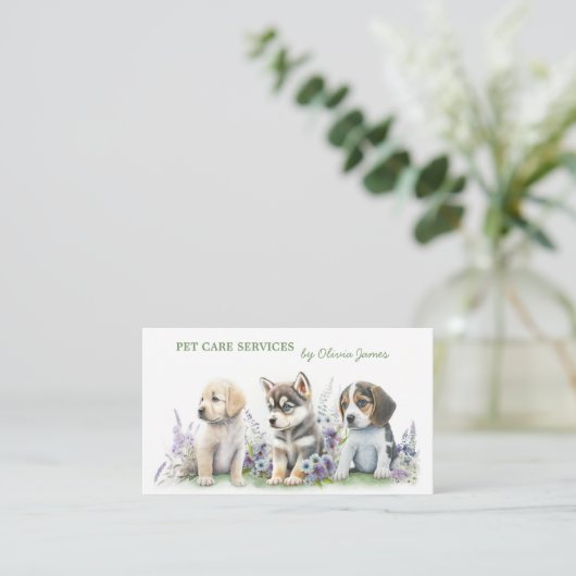 フローラ子犬歩くペットケアサービス 名刺 (スタンド正面)